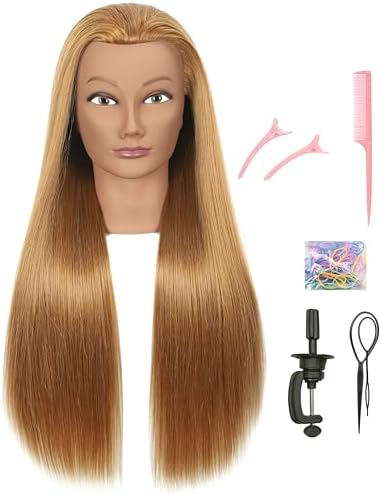 30 inches Blonde 80% Human Hair Mannequin Head with Stand for Practice Manikin Doll Style Head Braiding Styling Updos Curling Cutting Cosmetology Barber Training Display by LECIPO
