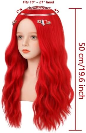 7pcs Red Girls Princess Wig Set for Kids Costume Halloween JZ066 - Image 4