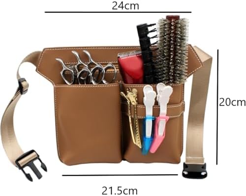 Scissor Bag,Barber PU Leather Waist Pouch,Professional Hairdressing Tools Storage Holster with Waist Belt,Hairstylist Waist Belt,Professional Hairdressing Tools Storage Holster - Image 3