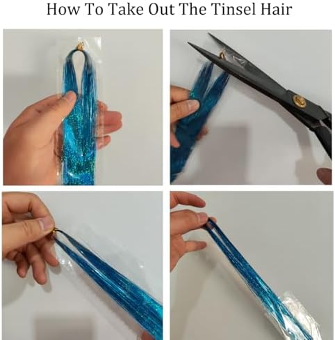Hair Tinsel 50Inch 18 Colors 3600 Strands Glitter Tinsel Hair Extensions Sparkly Shiny Fairy Hair for Kids Women(Mixed 18 colors, 50Inch 18Packs) - Image 4