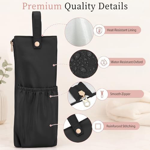 Hot Hair Tools Travel Bag with Heat Resistant Mat, 2-in-1 Hot Tools Organizer for Curling Iron, Flat Iron, Portable Travel Holder & Mat for Women (Black) - Image 6