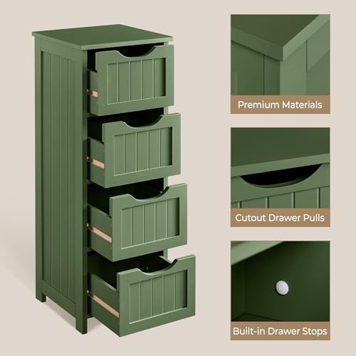 Yaheetech Bathroom Storage Cabinet, 12" W Slim 4-Drawer Design, Green - Image 5