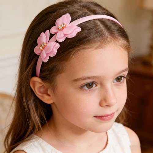 XIMA 11pcs Girls Pearl Flower Headbands,Non-Slip Hair Accessories for Kids - Image 3