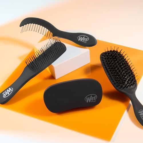Wet Brush Shine Enhancer Hair Brush with IntelliFlex Bristles, Short Hair & Palm Beard Detangler for Men, Detangling Boar Bristles, Soft & Shiny Strands, For Easy Styling, Black - Image 5