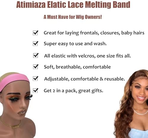 Elastic Lace Melting Bands for Wigs, Light Pink Lace Front Edge Wrap to Lay Edges (Light Pink (Pack of 2)) - Image 2