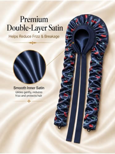 Double Layer Slik Like Satin Bonnet, 33-43" XXL Bonnet for Braids Long Hair - Image 3