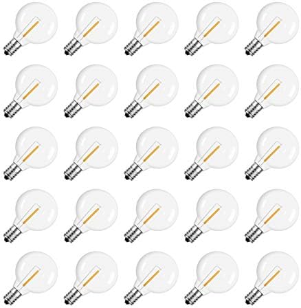 Meconard 25 Pack G40 LED Outdoor String Light Replacement Bulbs, Warm White by Meconard