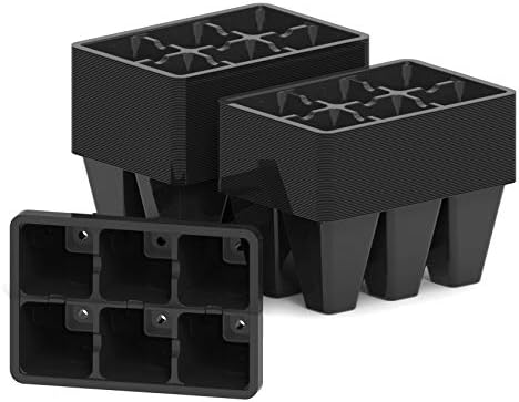 Gardzen 120 Pack 6 Cell Seed Starter Trays with Drainage Holes Black by Gardzen