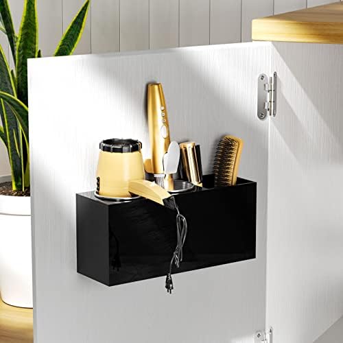 NIUBEE Hair Tool Organizer Wall Mount, Hair Dryer Holder for Bathroom,Black - Image 2