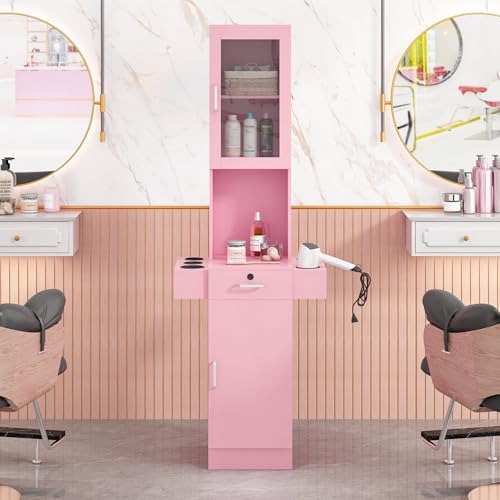 RESHABLE Salon Station for Hair Stylist,Hair Styling Storage Cabinet,Pink - Image 4