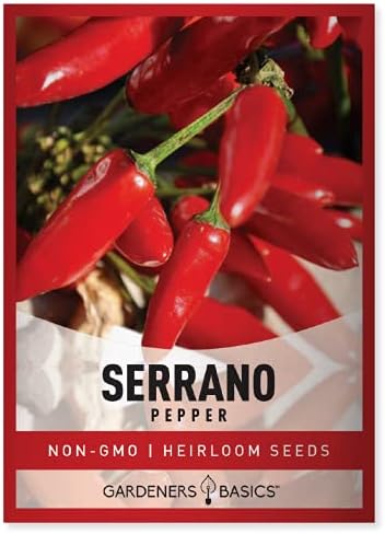 Gardeners Basics Serrano Pepper Seeds for Planting Heirloom Non-GMO Ancho Peppers Plant Seeds for Home Garden Vegetables Makes a Great Gift for Gardening by GardenersBasics