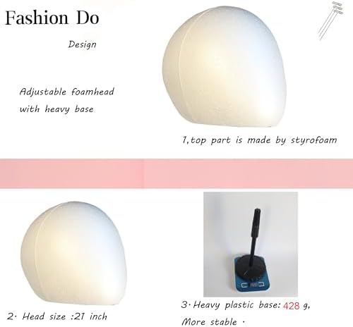 2 PACKS 22 inch tall high Adjustable wig or hat styrofoam female mannequin head holder stand (15.5”to 22”)(ADTALL02-White ) - Image 3