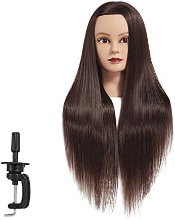 Mannequin Head 26-28" Synthetic Brown Hair for Hairdresser - Image 2