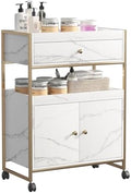 Salon Rolling Trolley Barber Storage Cart Lockable Wheels,Gold by Waktavel