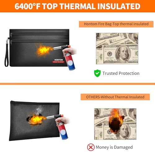 6400℉ Fireproof Money Bags 2 Pack with Hidden Dual Zipper, 11x7.5 Inch - Image 3