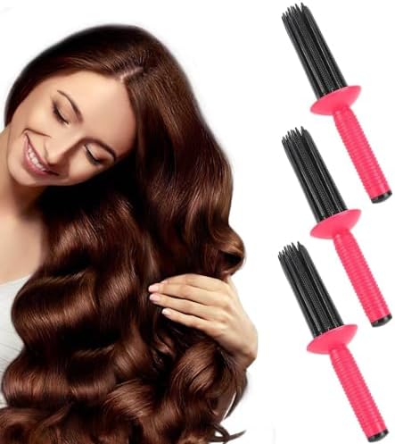 Curly Hair Styler Tool, Hair Curler, 17 Comb Teeth, Anti-Slip Curling Wand Hairstyling Comb for Women Gilrs (3PC) by Unknown