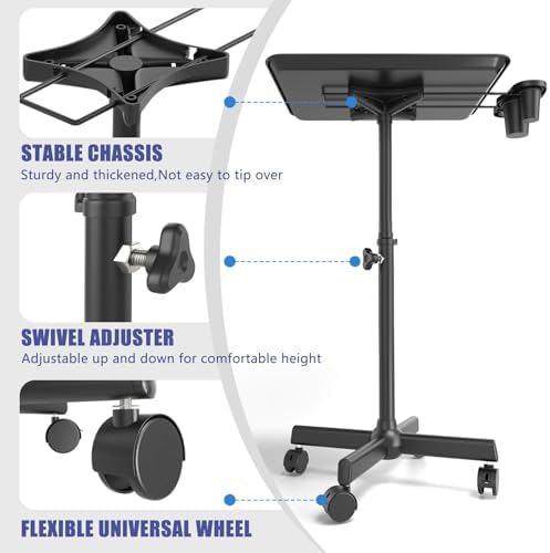 Salon Tray Cart with Storage Platform, Aluminum Tattoo Tray with Wheels Adjustable Height Salon Tray Equipment Services Instrument Storage Tray Accessories for Salon and Spa, Black - Image 3
