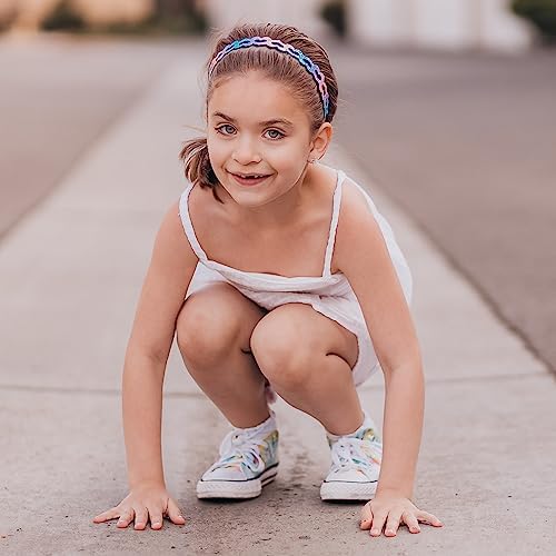 FROG SAC 6 Glitter Headbands for Girls, Adjustable Non Slip Thin Elastic Hair Bands for Kids, Stretch Heart Zig Zag Girl Hair Accessories, Sparkly Headband, Head Band Hairband (Multicolor 1, Kids) - Image 3