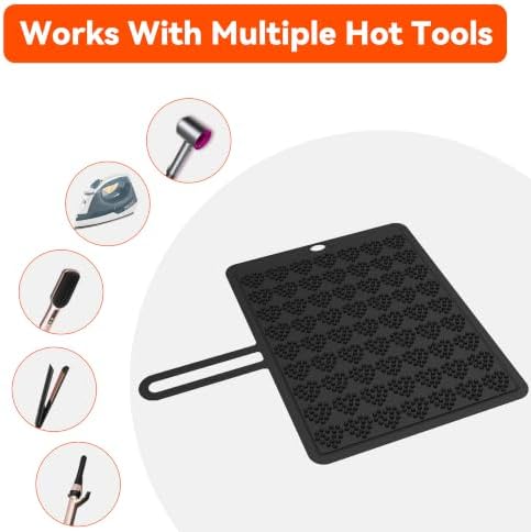 Large Silicone Heat Resistant Mat for Hair Tools with Heart Design, 15"x12" - Image 4