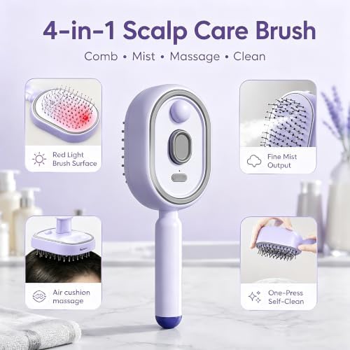 Electric Spray Air Cushion Massage Comb, Self-Clean Hair Detangler Brush - Image 4