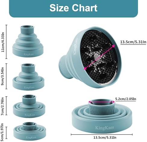 KingKam Collapsible Silicone Hair Diffuser, Fit 1.575-1.968 inch Nozzle - Image 5