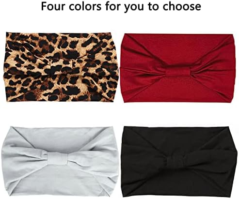 XTREND 4 Packs Wide Headband Fashion Headscarf Bohemian Style Elastic Knotted Non-slip Headband Suitable For Black Women Outdoor Yoga Sports Printed Hair Accessories - Image 3