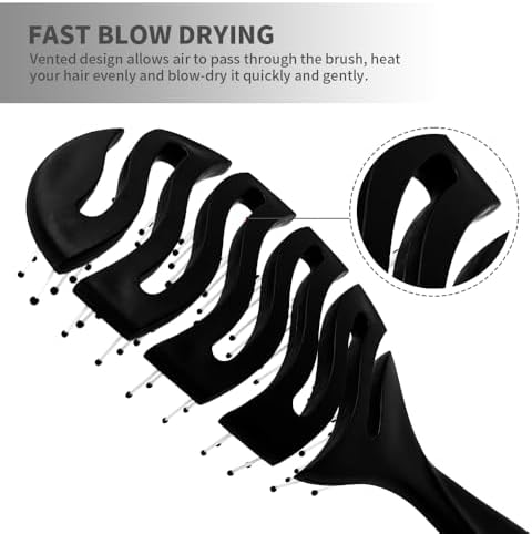 Detangler Hairbrush, Soft Bristle Detangling Brush for Straight, Wavy, Curly and Fine Hair, Dry and Wet, Quick Smoothing for Women and Men（Black） - Image 4