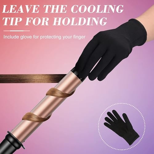 USTAR 5 in 1 Curling Wand for Long Hair, Interchangeable Ceramic Barrels 0.35-1.25 Inch, Dual Voltage Travel Curling Iron with Heat Resistant Glove 2 Clips, Hair Curler for Women Girls Gift - Image 6