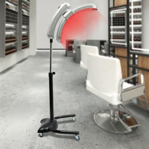 Standing Hair Dryer, 950W Vertical Salon Hair Dryer, Height Adjustable Floor Hair Color Processor 360° Swivel Salon Hair U-Shaped Heater with TEM & Time Adjustment for Perms, Hot Oil, Silver - Image 2