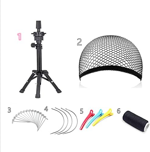 22 Inch Canvas Block Head Pink Wig Head with Wig Stand Tripod Mannequin Head Stand for Wigs Trimming Making Display.(22 Inch Pink) - Image 4