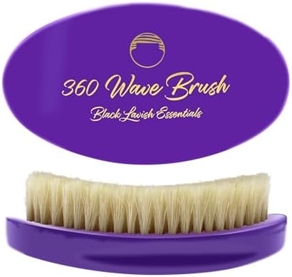 360 Wave Brush, Build Deeper Waves, Soft & Hard Boar Bristle Curved Brushes BLACK LAVISH ESSENTIALS Gold Bristle (Soft Brush, Purple) by BlackLavishEssentials