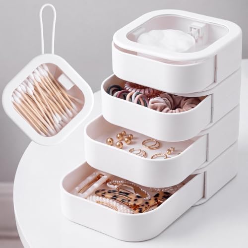 Kathfly 4 Pcs Hair Tie Organizer Travel, Stackable, White by Kathfly