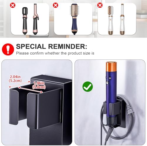 Hair Straightener Holder Wall Mounted Blow Dryer Holder, Blow Dryer and Curling Iron Holder, Hair Dryer and Straightener Holder, Bathroom Hair Tools Organizer and Storage (Black, 1Pc) - Image 5