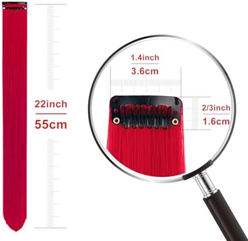 Red and Blue Hair Extensions Clip in Colored Hairpieces Gift 10 PCS - Image 4