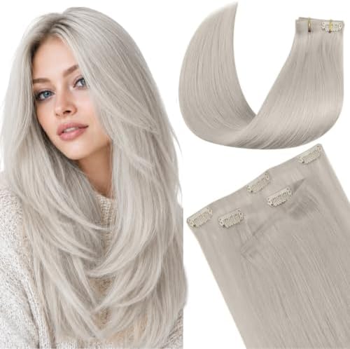 LaaVoo Seamless Clip in Hair Extensions Human Hair Soft Straight 16 Inch by LaaVoo