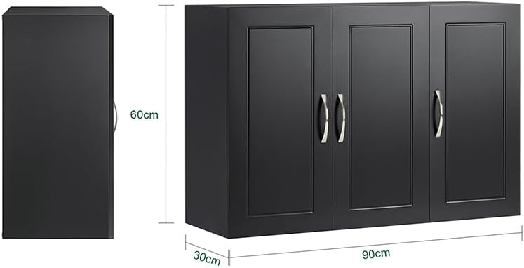 SoBuy Bathroom Wall Cabinet, Large 3-Door, 23.6 x 11.8 x 35.4 in, Black - Image 2