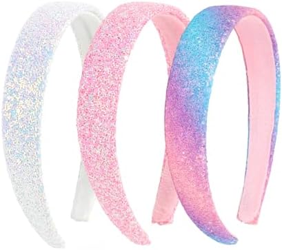 Headbands for Girls, 3 Pack Sparkly Glitter Toddler Girls Headbands by Uintoon