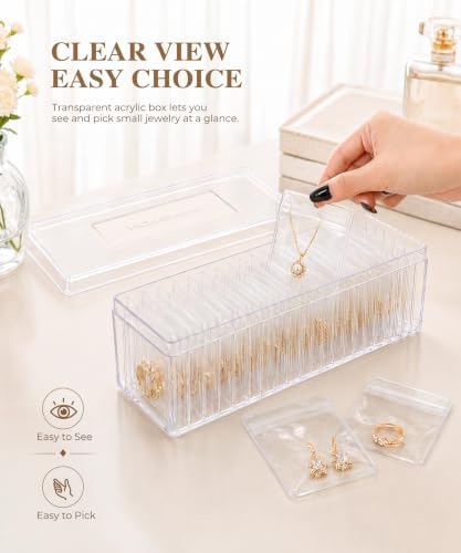 HOMEHIVE Acrylic Jewelry Box Organizer, Clear Jewelry Organizer and Storage with 20 Portable Anti Tarnish Jewelry bags, Travel Jewelry Case for Earrings/Rings/Necklaces Gifts for Women Girls, Clear - Image 4