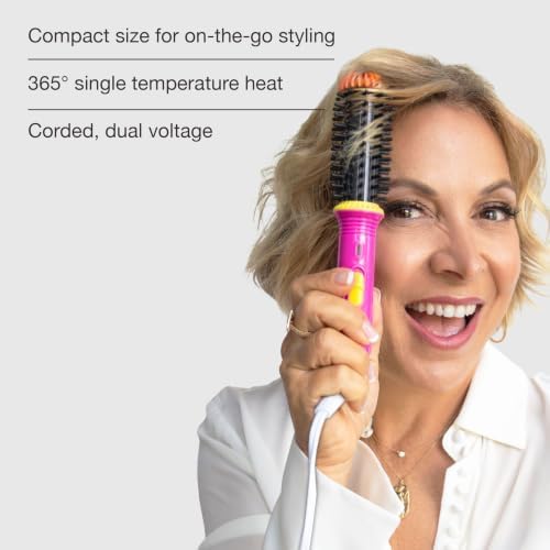 CALISTA GoGo Mini Heated Round Brush, Corded On-the-Go Styling, Pink Petals - Image 3