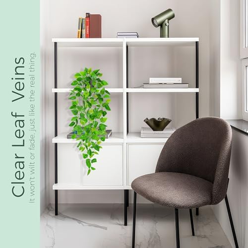 Der Rose 34" Fake Hanging Plant Artificial Pothos Vines Office Shelf Decor - Image 4