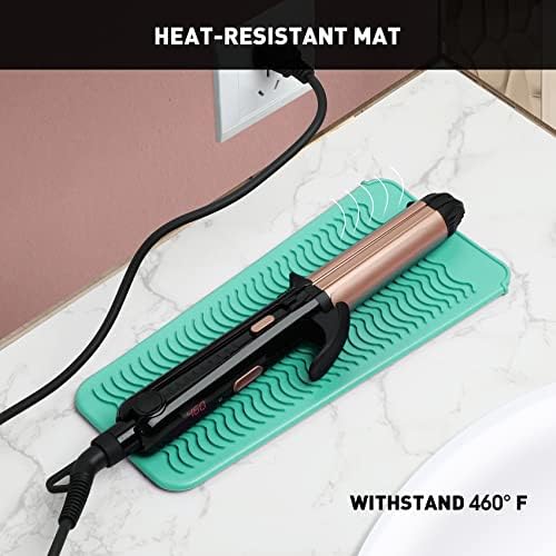 ZAXOP 2 Pack Heat Resistant Silicone Mat Pouch for Flat Iron, Curling Iron,Hair Straightener,Hair Curling Wands,Hot Hair Tools (Mintgreen-Mintgreen) - Image 4