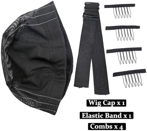 Wig Cap with Guideline Map for Wig Making, Stretchable Mesh Dome Caps with 1 Elastic Band and 4 Combs for Beginners Sewing Wig (Small: 19"-20", 6 * 6 Closure) - Image 4