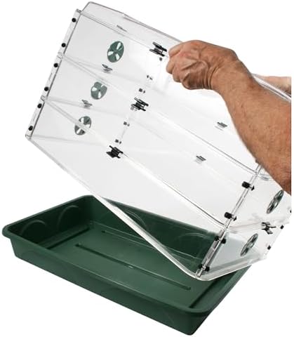 24" x 15" x 12.75" Domed Propagator with 2 Height Extenders and Locking Clip Set, Green - Image 4