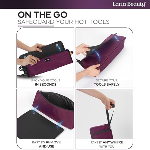 2-in-1 Hot Hair Tools Travel Bag, Removable Heat-Resistant Silicone Mat, Clear Pockets for Accessories, Protects Surfaces from Burns, Ideal for Curling & Flat Irons, Includes Heat-Resistant Glove - Image 3