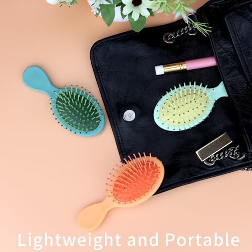 8 Pack Mini Soft Bristle Detangler Pocket Paddle Hair Brushes in 8 Colors for Men and Women - Travel-Friendly - Image 5