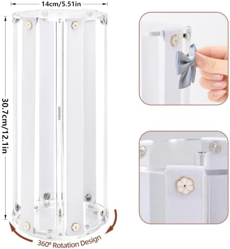 Rotating Hair Bow Organizer for Girls, Large Capacity Bow Holder - Image 3