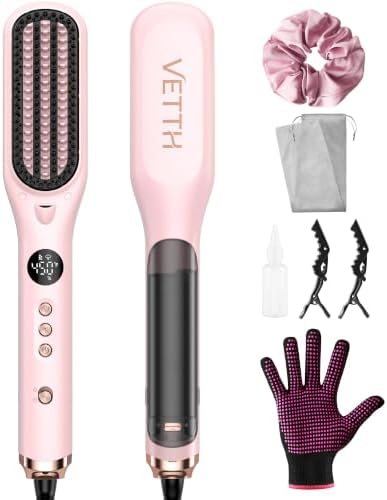 Hair Straightener Brush,Steam Ionic Straightening Brush for Women by VETTH
