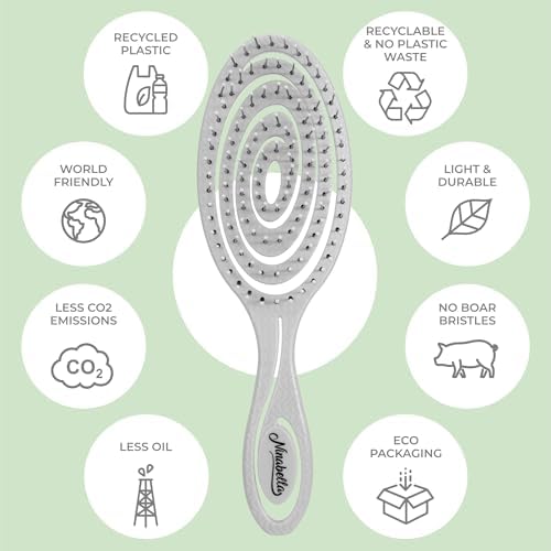Ninabella Detangler Brush - No Tangle Hair Brush for Women, Fine, Thick and Long Hair - Hairbrush for Wet and Dry Hair, Gentle on the Scalp - Stone Grey - Image 5