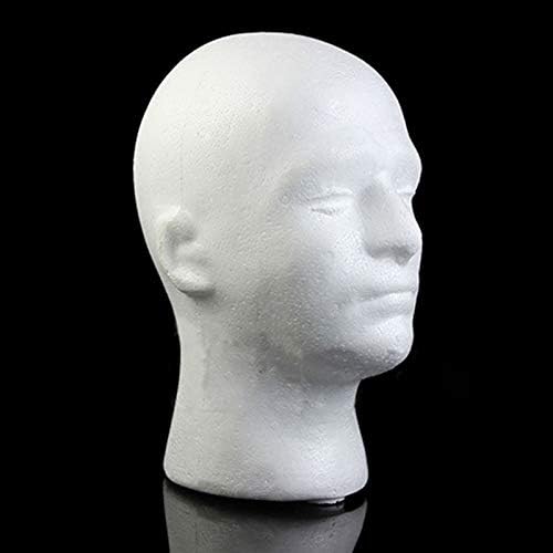 Mannequin Head Stand with Male Face, Styrofoam Foam Wig Head for Displaying Wigs, Glasses & Hats, Durable Manikin Head Model with Base for Styling, Storage and Salon Use - Image 4