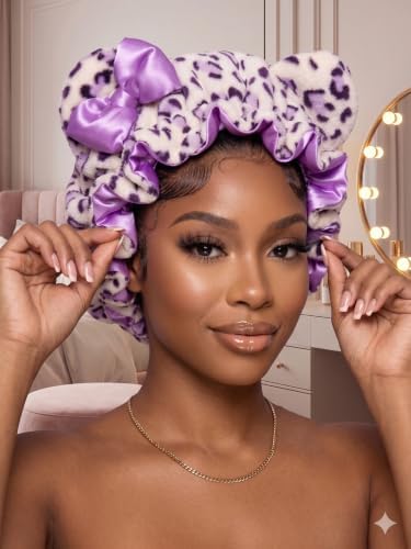 Luxury Lavender Plush Satin Lined Bonnet for Women, Sleep Hair Bonnet for Curly Natural Hair, Braids & Locs, Adjustable Night Cap for Frizz Control - Image 3